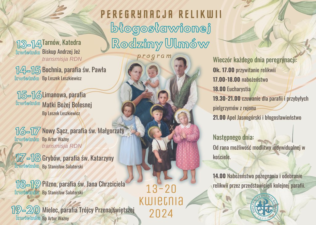 Szczyrzyc-Peregrynacja relikiwii błogosławionej Rodziny Ulmów